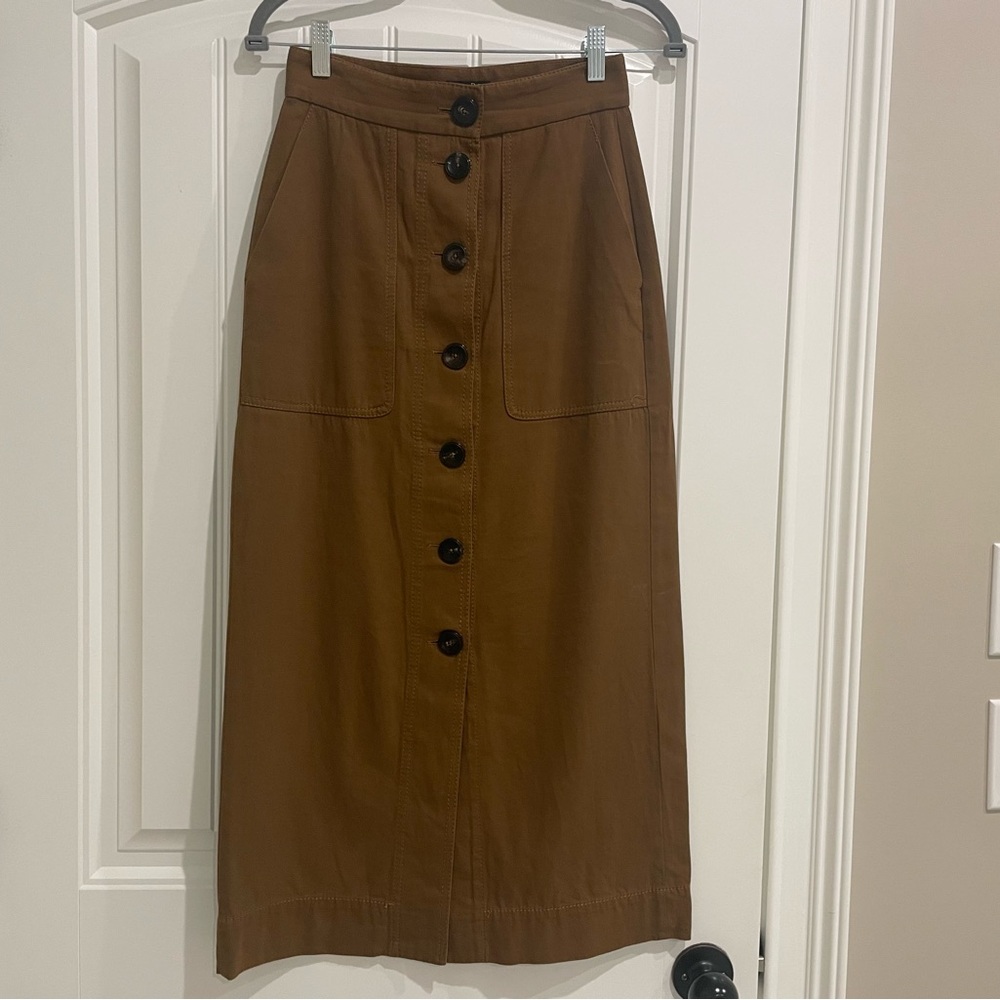 Massimo Dutti Brown Midi Pencil Skirt